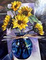 Sunflowers  Blue Vase